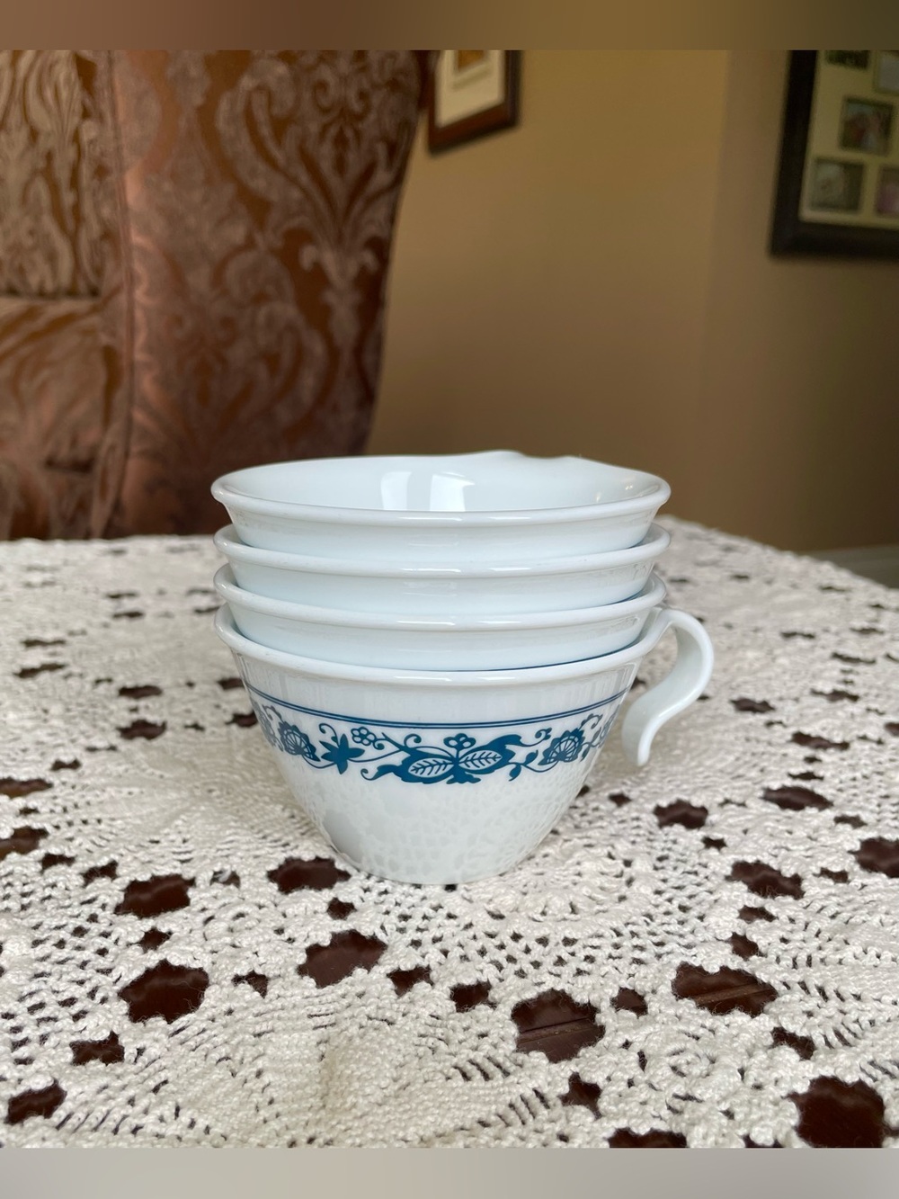 Corning Corelle Old Town Blue 4pc Teacup Set
